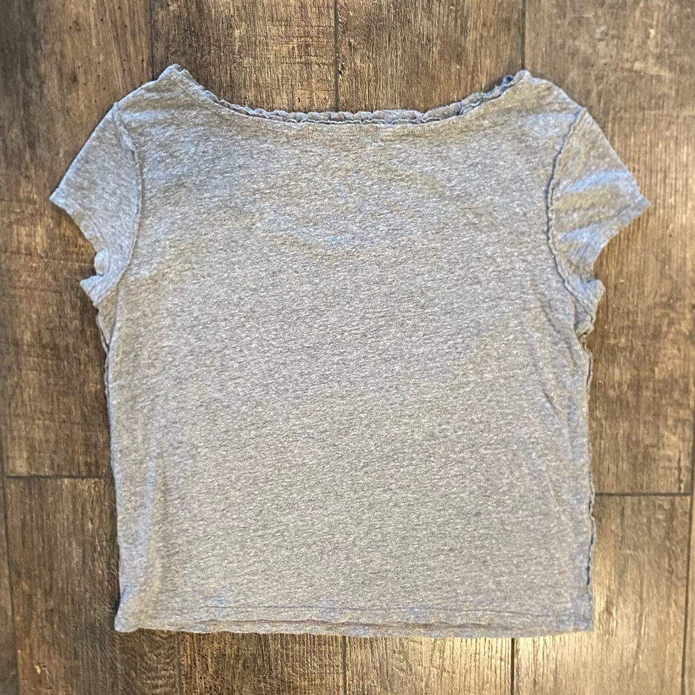 we the free/free people june cutout linen blend tee in grey - Picture 3 of 5